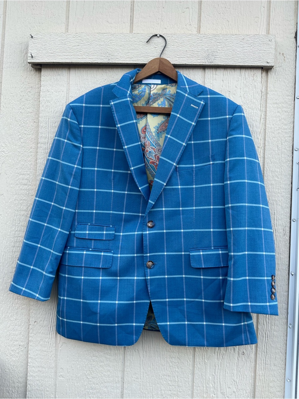 Tayion Montee Holland Windowpane 2 Button Sport Coat Paisley Lining 40S